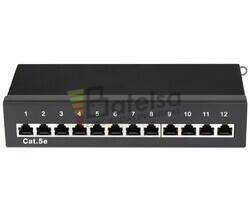 Caja de conexin RJ45 Cat.5e 12 puertos, negro