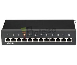 Caja de conexin RJ45 Cat.6 12 puertos, negro