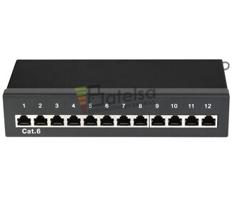 Caja de conexin RJ45 Cat.6 12 puertos, negro