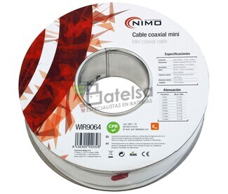 Carrete de cable mini coaxial 75 Ohm, 100m