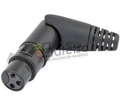 Conector canon-xlr hembra areo 3 Pin articulado 180 grados