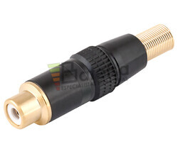 Conector RCA hembra areo metlico negro