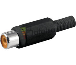 Conector RCA hembra con protector de cable negro