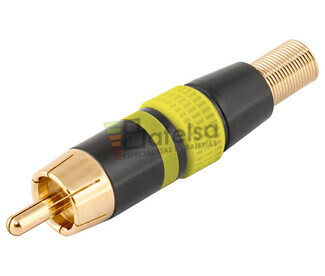 Conector RCA macho areo metlico amarillo