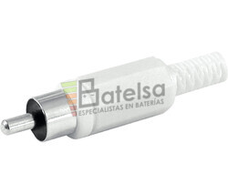 Conector RCA macho con protector cable blanco