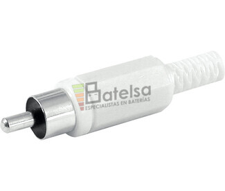 Conector RCA macho con protector cable blanco