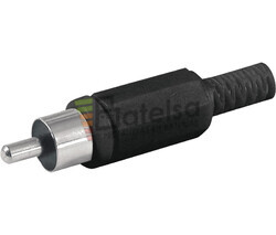 Conector RCA macho con protector de cable negro