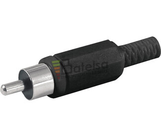 Conector RCA macho con protector de cable negro