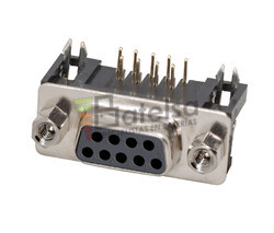 Conector SUB-D 9 pines hembra C.I. acodado