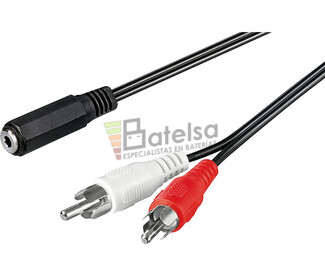 Conexin 2 RCA macho a jack hembra 3.5 estreo 1.4 metros