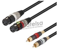 Conexin 2 xlr-canon 3 pin hembra a 2 RCA macho 1.5 metros