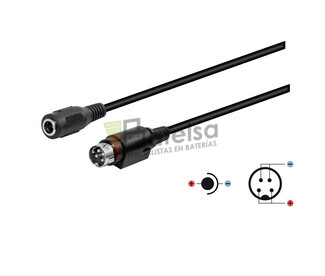 Conexin alimentacin macho areo tubular a Mini Din 4 Pines macho