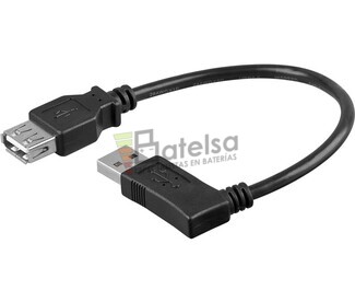 Conexin USB-A 2.0 codo macho-hembra USB-A 2.0 0.3 metros