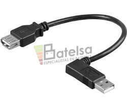 Conexin USB-A 2.0 codo macho-hembra USB-A 2.0, 0.3 metros