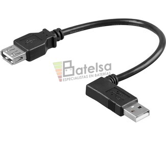 Conexin USB-A 2.0 codo macho-hembra USB-A 2.0, 0.3 metros