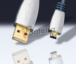 Conexin USB con ferrita-Mini USB 5 pines con ferrita 1.5 metros