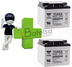 Conjunto De 2 baterias para sillas de ruedas Electricas 12 Voltios 50 Amperios Ciclica YUASA REC50-12