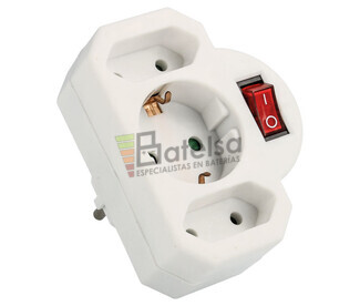 Distribuidor de red Schuko con interruptor 1 entrada 3 salidas