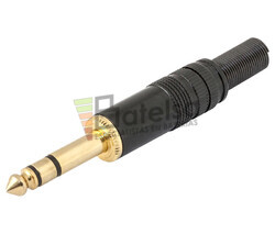 Jack macho estreo de 6.3mm negro-dorado