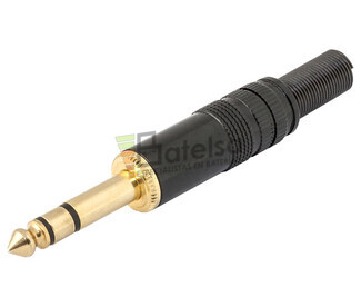 Jack macho estreo de 6.3mm negro-dorado