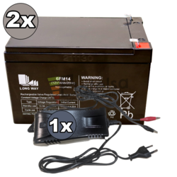 Kit 2 Bater�as 24 Voltios 14 Amperios Movilidad 6FM14 y Cargador 24V 2A