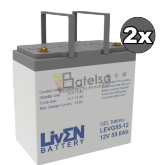 Kit 2 Bateras Gel Puro 24 Voltios 55 Amperios LEVG55-12