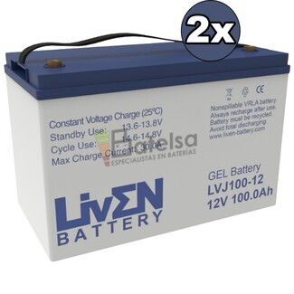 Kit 2 Bateras Gel Transpaleta 24 Voltios 100 Amperios Liven LVJ100-12