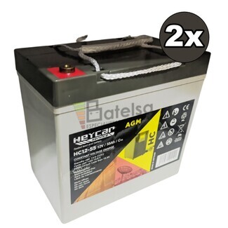 Kit 2 Bateras Scooter 24V 55Ah AGM HC12-55