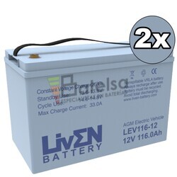Kit 2 Bateras Scooter Elctrico 12 Voltios 116 Amperios AGM LEV116-12