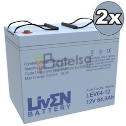 Kit 2 Bateras Scooter Elctrico 24 Voltios 64 Amperios AGM LEV64-12