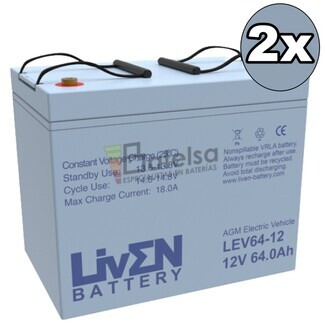Kit 2 Bateras Scooter Elctrico 24 Voltios 64 Amperios AGM LEV64-12