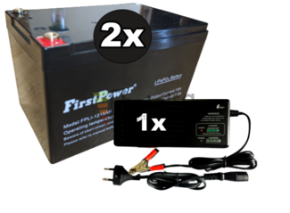 Kit 2 Bateras Scooter elctrico Litio 24 Voltios 15 Amperios y Cargador 24V 2,8Ah