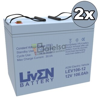 Kit 2 Bateras Silla Movilidad 24 Voltios 106 Amperios AGM LEV106-12