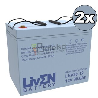 Kit 2 Bateras Silla Movilidad 24 Voltios 80 Amperios AGM LEV80-12