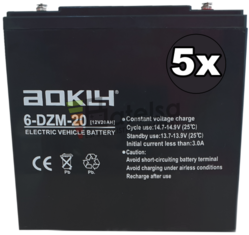 Kit 5 Bateras Moto elctrica 60 Voltios 20 Amperios 6DZM20