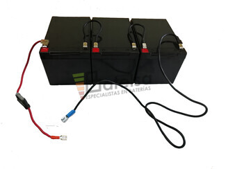 Kit de 3 Bateras 12V 12Ah WP12-12 para Vehculos Elctricos con Conexiones