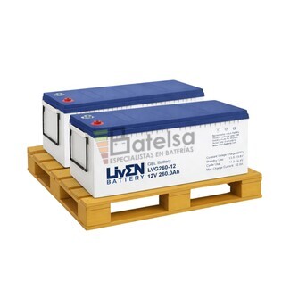Pack 2 bater�as Gel 12 Voltios 260 Amperios LIVEN LVG260-12
