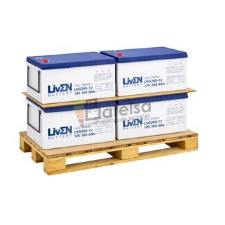 Pack 4 bater�as Gel 12 Voltios 260 Amperios LIVEN LVG260-12