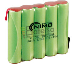 Packs de bateras pre-cargadas recargables 6 Voltios 900 mAh AAA NI-M