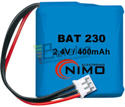 Packs de bateras recargables 2.4 Voltios 300 mAh 1/2AA NI-CD 30,0x29,0x14,5mm