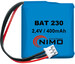 Packs de bateras recargables 2.4 Voltios 300 mAh 1-2AA NI-CD 30,0x29,0x14,5mm