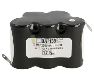 Packs de baterias recargables 6 Voltios 2.500 mAh NI-CD