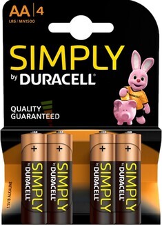 Pila Alcalina Duracell Simply Power AA Blister 4 Unidades