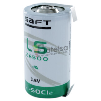 Pila de Litio SAFT LS26500 3,6V 7,7 Ah C- Lengetas