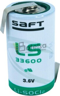 Pila de Litio SAFT LS33600 3,6V 17 Ah C- Lengetas