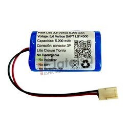 Pila Litio 3,6 Voltios 5.200 mAh 2x LS14500 SAFT