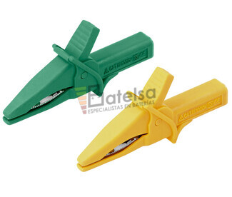 Pinzas de cocodrilo para puntas 4.0mm, verde y amarilla Nimo