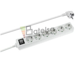 Regleta de alimentacin Schuko con interruptor 1 entrada y 6 salidas