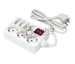 Regleta red 7 salidas con interruptor, 3 Schuko + 4 Europa