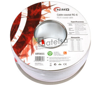 Rollo de cable coaxial de antena blanco 100m